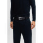 BOSS Hommes Jemio Sz40 Ceinture en cuir de buffle avec boucle logo et garniture argentée