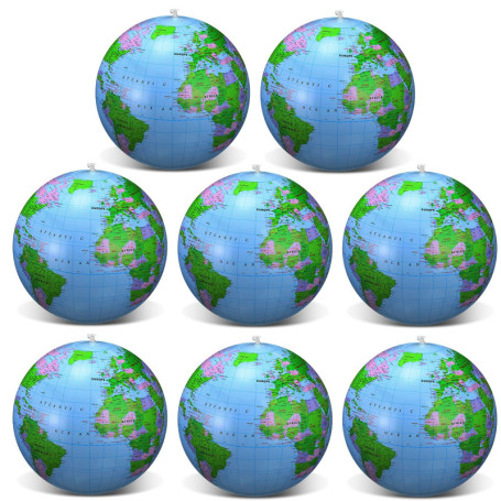 8 Pièces Globe Gonflable PVC Globe Terrestre Gonflable Globe de Balle pour Jouer à la Plage ou l'enseignement,16 Pouces