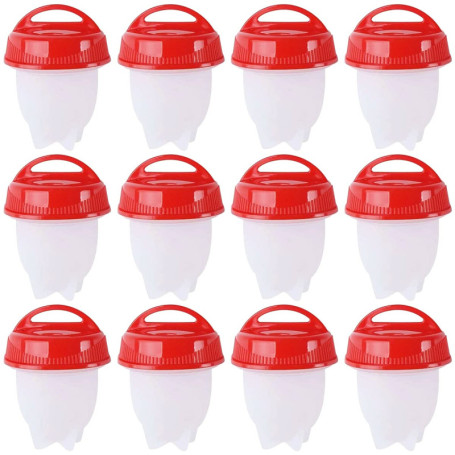 12 pièces chaudière à oeufs chaudière à oeufs ensemble de chaudière à oeufs en silicone sans coquille coquetier oeuf à la coque 