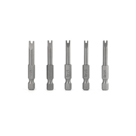 QWORK® 5 Pcs Embouts de Tournevis en Forme de U, Embouts de Tournevis Magnétiques en Alliage d'Acier S2 Longueur 50mm 1/4" Tige 