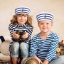 12 Pièces Chapeaux de Marin en Bleu et Blanc Chapeau de Capitaine pour Accessoire de Costume Fête de Déguisement (Style Délicat)