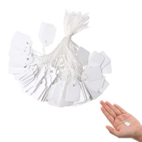 Lot de 500 Étiquettes de Prix en Papier,Étiquettes de Marquage Blanches avec Ficelle,Étiquettes D'affichage Pour Vêtements Bijou