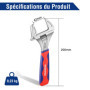 WORKPRO Clé à Molette et Pince Multiprise 2 en 1 avec Grande Ouverture 42 mm et Poignée Bi-Matière, Longeur 200mm