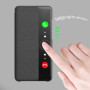 KANSi Coque Compatible pour Huawei P20, Smart View Flip Faux Cuir Coque + Protection Ecran - Noir