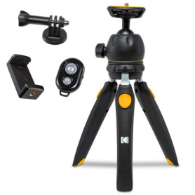 Kodak PhotoGear Mini trépied réglable avec rotule 360°, trépied de Table Compact 9" se convertit en Perche à Selfie 11", Pieds e