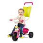 Smoby - Tricycle Be Fun Confort Rose - Vélo Enfant Dès 10 Mois - Evolutif - Canne Parentale avec Sacoche - Arceau de Sécurité - 