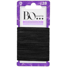 Bo... Paris - Elastiques cheveux noirs - Pack de 28 élastiques cheveux fins sans métal - Pour cheveux fiins à normaux - Lot de 1