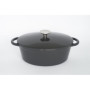 Baumalu, Cocotte Ovale Fonte 27 cm, Modèle Cocoon, Gris Brillant Majolique, Ustensile de Cuisine Durable, Compatible Induction, 