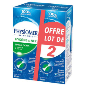 Physiomer Spray Doux – Lot de x2 – Spray nasal 100% Eau de mer – Hygiène du nez – Dispositif médical – Spray 135ml – Utilisation