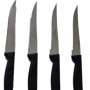 Lot De 4 Couteaux À Steak Fabriqué En France - Set De Couteaux Noir Pour Cuisine, Table, Coupe Tranchante Pour Viande, Couteaux 