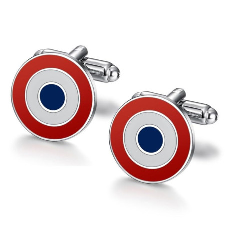 BOBIJOO JEWELRY - Paire de Boutons de Manchette Cocarde France Drapeau Email