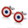 BOBIJOO JEWELRY - Paire de Boutons de Manchette Cocarde France Drapeau Email