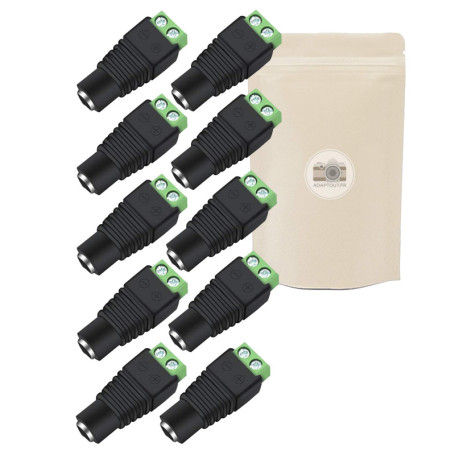 10x borniers Dominos Femelle DC 12V Standard 1 38V Fiche 5.5mm x 2.1mm 2 Entrées Alimentation Connecteur - Adaptout Marque Franç