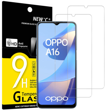 NEW'C Lot de 2, Verre Trempé pour Oppo A16 (6,52), A16s, Film Protection écran efficace contre les Rayures - sans Bulles - Ultra