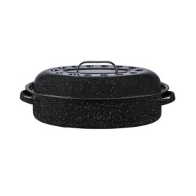 GRANITEWARE - Cocotte Roaster format moyen – Acier émaillé – Ovale – 4L – Ultra-légère - Cuisson dorée et moelleuse