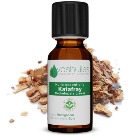 Voshuiles - Huile Essentielle Katafray - 20ml - 100% Pure et Naturelle - HEBBD - Utilisation en Massage dans Huile Végétale - Pa