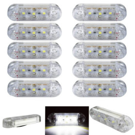 Formplas Lot de 10 ampoules LED, 3 SMD LED, feux de position LED, feux de gabarit LED 12-24 V pour camion, remorque, bus, marque