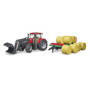 bruder 03198 - Case IH Optum 300CVX avec chargeur frontal & remorque de transport de balles - 1:16 Tracteur, tracteur, remorque 