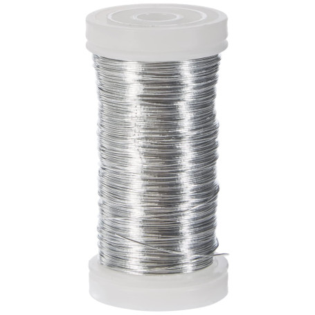 Rayher 2400121 Bobine de fil de fer en platine, Inoxydable, couleur argent-blanche, ø 0,35 mm, longueur 100m, multi-usage, bijou