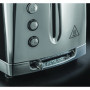 Russell Hobbs Grille Pain [Pour 2 Tranches] Luna Gris Inox (2 Fentes extra larges, 6 Niveaux de Brunissage rapide, Surélévation 