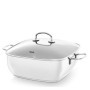 Fissler Secural Cocotte en Acier Inoxydable, Grande Cocotte Rectangulaire (6,5 l – Ø 28 cm) avec Revêtement, avec Couvercle en V