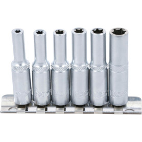 BGS 6403 | Jeu de douilles, profil E, longues | 6,3 mm (1/4") | E4 - E10 | 6 pièces