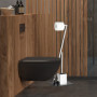 Relaxdays 10020452 Ensemble WC porte-brosse porte papier toilette en verre et en métal optique inox salle de bain rouleau brosse