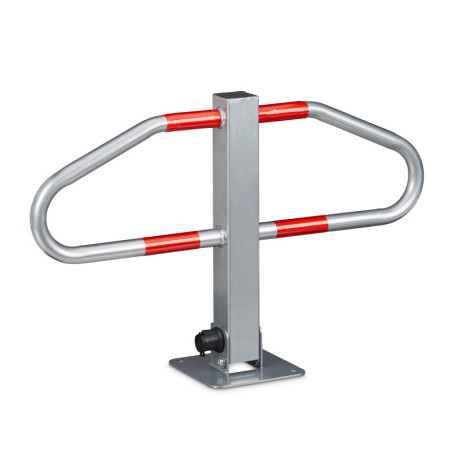 Relaxdays 10020486 Barrière de parking rabbatable HxlxP: 47 x 70 x 18 cm poteau de parking manuel en métal avec 2 clés à fixer p