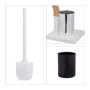 relaxdays Brosse WC et dérouleur Papier, Ensemble Autonome, Bois et Acier, HLP 75 x 18,5 x 18,5 cm, Blanc/Nature, Plaque de Fibr