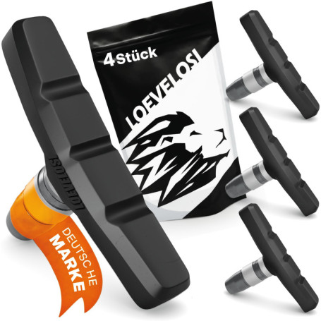 V-Brake Lot de 2 paires de plaquettes de frein de vélo 60 mm pour frein à traction latérale V-Brake en U - Lot de 4 patins de fr