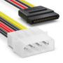 deleyCON 2x 0,5m Câbles S-ATA 3 + Adaptateur Secteur 4-Pin à 2x SATA - Câble de Données HDD SSD Avec Clip - 1x Prise Droite à Un