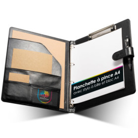 OfficeTree Chemise porte-bloc, format A4, avec couverture - Porte-bloc, A4, noir - Classeur à anneaux, A4 - Porte-bloc conférenc