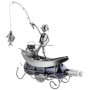 Brubaker - Porte-Bouteille de vin - Pêcheur dans sa Barque - Sculpture en Métal - Carte de voeux INCL. - Idée Cadeau Originale