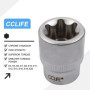 CCLIFE 34 Pièces Coffret douilles torx femelle 3/8" profil E4-E20, Embout torx étoilé profil T10-T60 en Acier S2, Adaptateur 3/8