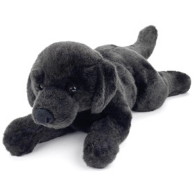 Uni-Toys - Labrador Noir, couché – 40 cm (Longueur) – Chien en Peluche, Animal de Compagnie – Doudou
