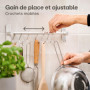 Praknu Barre de Suspension pour Ustensiles de Cuisine avec 8 Crochets - Adhésive & Sans Perçage - Fixation Murale 40 cm - Durabl