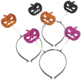 com-four® 3x Bandeau de citrouille Motif de citrouille pour Halloween - Bandeau de citrouille pour enfants et adultes - Diadème 