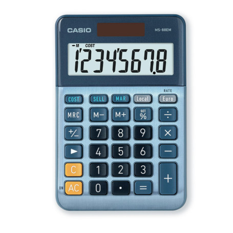 Casio MS88EM Calculatrice de Bureau Coût de Conversion de Devises à 8 Chiffres avant en Aluminium de marge de vente, Alimenté pa