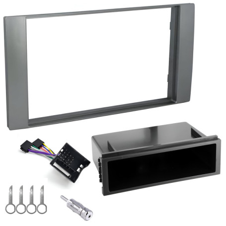 Sound-way Kit Montage Autoradio, Cadre Façade 2 DIN, Cable Adaptateur Connecteur ISO, Adaptateur Antenne, Clés Démontage compati