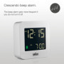 Braun Réveil de Voyage numérique avec Fonction Snooze, Taille compacte, écran LCD négatif, réglage Rapide, bip de l’Alarme en Cr