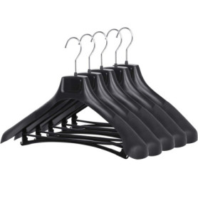 TRIXES Cintres Larges Pantalons Costumes Manteaux Vestes en Plastique Noir - Lot de 5