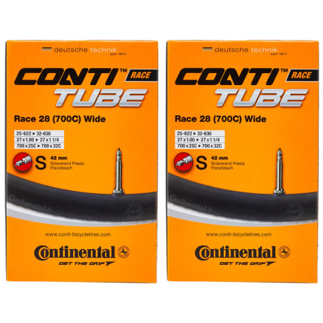 Continental Lot de 2 Tubes de Course Unisexes de 71,1 cm de Large, Noir, [25-622->32-630]