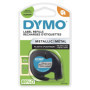 Ruban d'Etiquettes Autocollantes Multi-usages Dymo LetraTag, 12 mm, Cassette de 4 m, Impression en Noir sur Métallique Argenté (