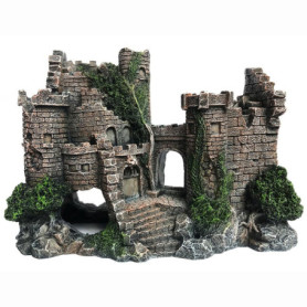 SLOCME Décoration en résine pour aquarium - Cachette pour poissons en forme de château - Détails réalistes - Accessoire d'aquari