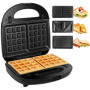 Gotoll Appareil à Croques Monsieur Gaufrier 3 en 1 Machine à Sandwich Maker Gauffre Presse Toaster Pain Plaques Remplaçables 750