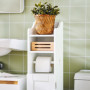 SoBuy® FRG177-W Support Papier Toilette Armoire Toilettes Porte Brosse WC Meuble de Salle de Bain sur Pied en Bois – Blanc