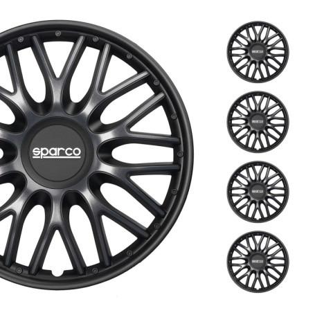 Sparco Enjoliveurs Roma - 14-Pouces - Gris/Noir - Set de 4 pièces