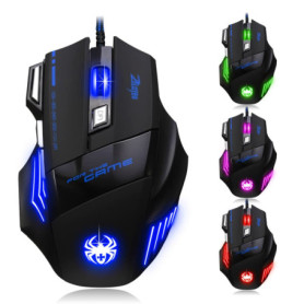 zelotes Souris Gamer Filaire,7200DPI,7 Boutons,Haute Précision,Conception Ergonomique,LED,Optique USB Souris de Jeu pour PC,Ordi