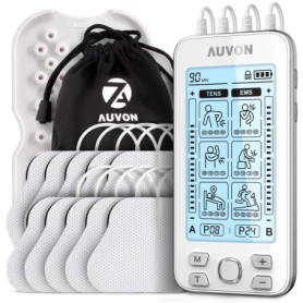 AUVON 4 Canaux Appareil d'électrostimulation EMS/TENS pour le soulagement de la douleur, avec 24 modes de electrostimulateur mus