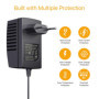 Anlapus DC 12V 2A Bloc d'alimentation EU Plug Adaptateur Secteur Transformateur avec Prise Européenne, USB